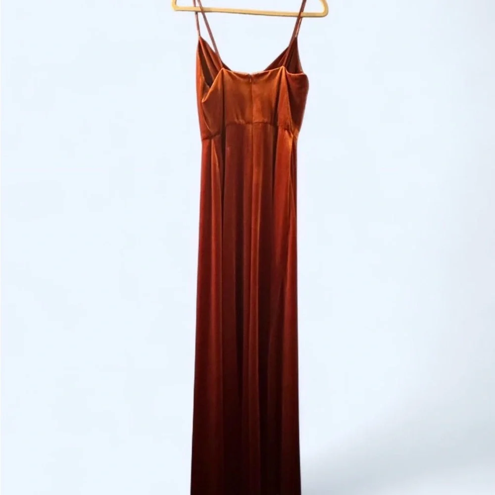 After Six 1541 Bridesmaid Dress Rust Cowl Neck - Picture 2 of 4